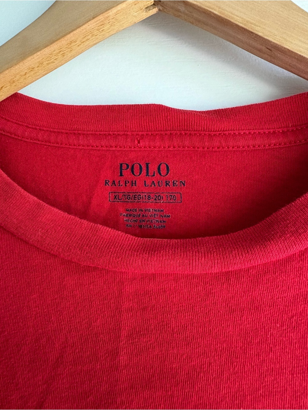 Ralph Lauren Red Crewneck Tee with Polo Bear- Youth XL (18-20) - Picture 6 of 8